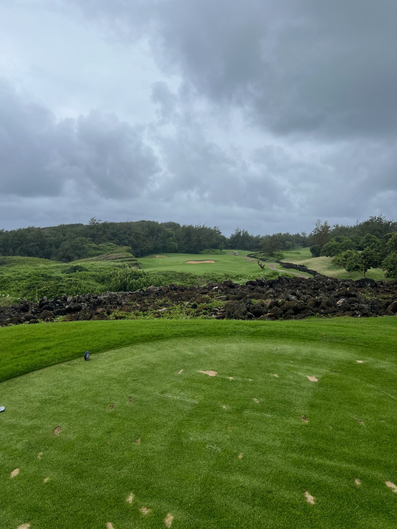 Tee shot over lava rock