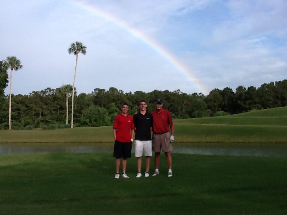 The five of us outside the clubhouse
