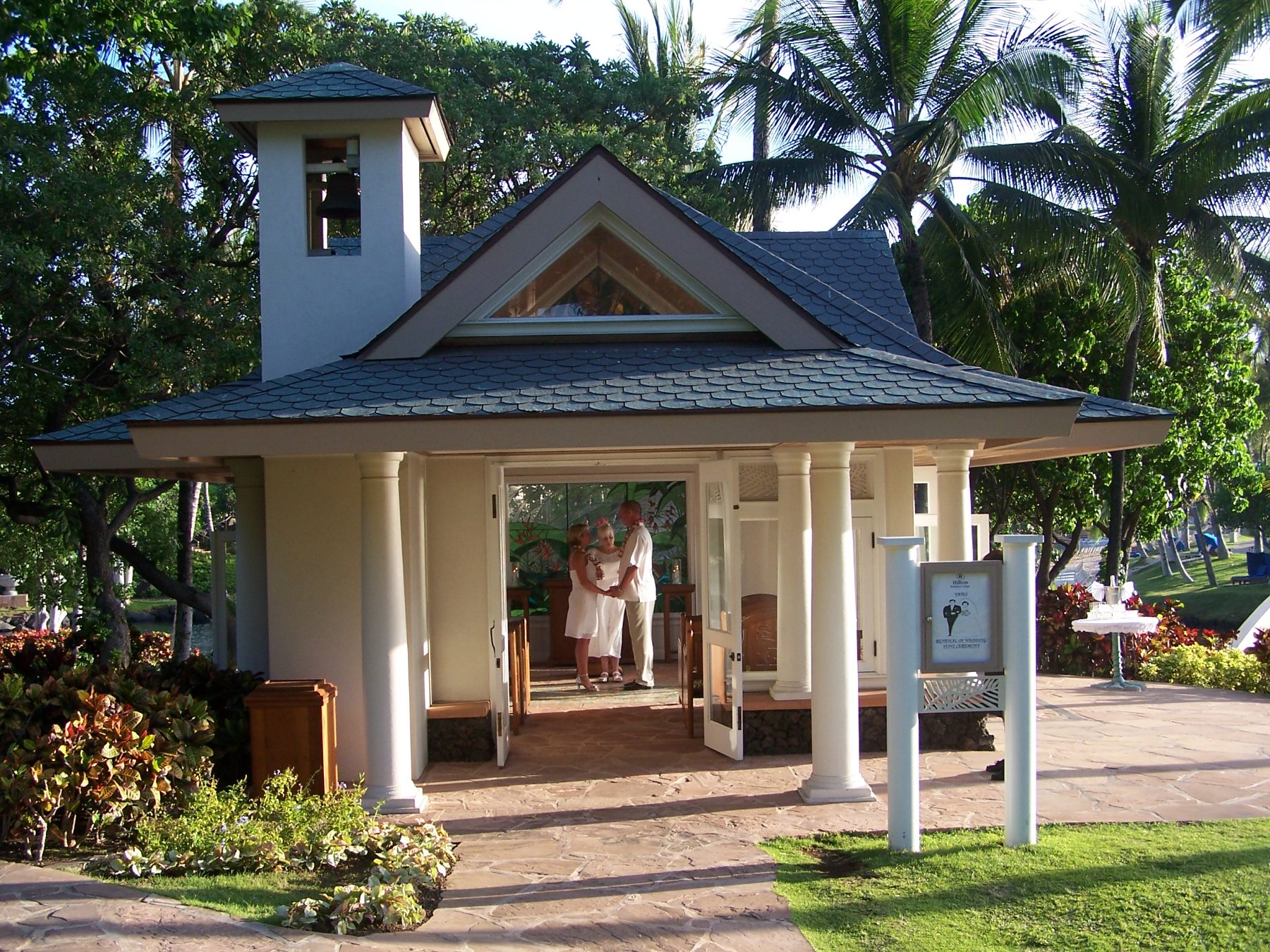 The chapel at the Hilton. Bell in the tower, ocean out the back door.